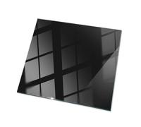 Tulup Glass Table Top 50x50 cm (19,7x19,7 inch) Easy to Clean for Living Room, Kitchen, Café Decoration with Anti Slip Pads Scratch Resistant Square Tempered Glass - Color black smooth