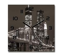Tulup Glass Wall Clock 11.81x11.81 inch / 30x30cm Decoration Picture Image Wall Art Modern Decoration Kitchen Bedroom Living Room Silent - Black - Manhattan New York