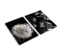 Tulup Glass Worktop Saver Splashback Chopping Board 2x40x52cm - Dandelion