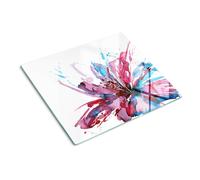 Tulup Glass Worktop Saver Splashback Chopping Board 60x52cm - Abstract flower
