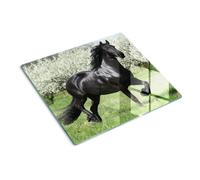 Tulup Glass Worktop Saver Splashback Chopping Board 60x52cm - Horses flowers