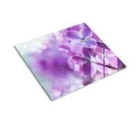 Tulup Glass Worktop Saver Splashback Chopping Board 60x52cm - Lilac flowers