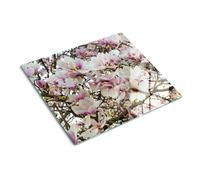 Tulup Glass Worktop Saver Splashback Chopping Board 60x52cm - Magnolia blossoms