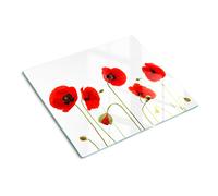 Tulup Glass Worktop Saver Splashback Chopping Board 60x52cm - Poppies