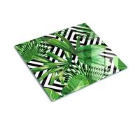Tulup Glass Worktop Saver Splashback Chopping Board 60x52cm - Tropical leaves