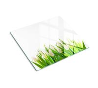 Tulup Glass Worktop Saver Splashback Chopping Board 60x52cm - White tulips