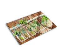 Tulup Glass Worktop Saver Splashback Chopping Board 80x52cm - Herbs in glasses