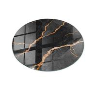 Tulup Modern Table Top 100 cm (39,4 inch) Scratch Resistant Interior Decoration Easy-to-clean Tempered Glass with Anti Slip Pads for Living Room, Kitchen, Café Round - Marble pattern with veins