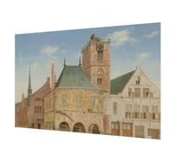 Tulup Non-Woven Wallpaper 152x104 cm Home Decoration Glue Icluded Wall Installation Easy to Clean Photographic Design for The Living Room, Bedroom, and Hallway - Historic Town Hall