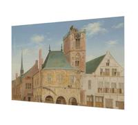 Tulup Non-Woven Wallpaper 208x146 cm Home Decoration Glue Icluded Wall Installation Easy to Clean Photographic Design for The Living Room, Bedroom, and Hallway - Historic Town Hall