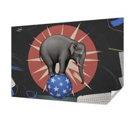 Tulup Self-Adhesive Wallcovering 104x70 cm Home Decoration Sticky Back Wall Installation Easy to Clean Photographic Design for The Living Room, Bedroom, and Hallway - Circus Elephant