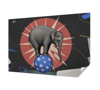 Tulup Self-Adhesive Wallcovering 152x104 cm Home Decoration Sticky Back Wall Installation Easy to Clean Photographic Design for The Living Room, Bedroom, and Hallway - Circus Elephant