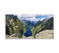 Tulup Splashback - 140x70cm Backsplash Cooker Hob Wall Splashback - Kitchen Wall Panels - Heat Resistant - Toughened/Tempered Safety Real Glass - Mountain Lake Landscape