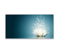 Tulup Splashback - 140x70cm Backsplash Cooker Hob Wall Splashback - Kitchen Wall Panels - Heat Resistant - Toughened/Tempered Safety Real Glass - Lotus Blossom Flower Floral