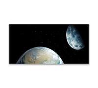 Tulup Splashback - 140x70cm Backsplash Cooker Hob Wall Splashback - Kitchen Wall Panels - Heat Resistant - Toughened/Tempered Safety Real Glass - Moon Earth Space Universe