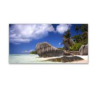 Tulup Splashback - 140x70cm Backsplash Cooker Hob Wall Splashback - Kitchen Wall Panels - Heat Resistant - Toughened/Tempered Safety Real Glass - Rocky Beach Landscape