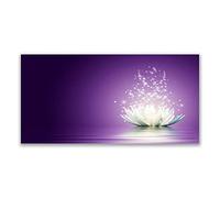 Tulup Splashback - 140x70cm Backsplash Cooker Hob Wall Splashback - Kitchen Wall Panels - Heat Resistant - Toughened/Tempered Safety Real Glass - Lotus Floral