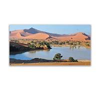 Tulup Splashback - 140x70cm Backsplash Cooker Hob Wall Splashback - Kitchen Wall Panels - Heat Resistant - Toughened/Tempered Safety Real Glass - Bay Desert Landscape