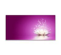 Tulup Splashback - 140x70cm Backsplash Cooker Hob Wall Splashback - Kitchen Wall Panels - Heat Resistant - Toughened/Tempered Safety Real Glass - Lotus Flower Floral