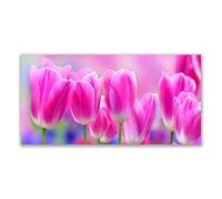 Tulup Splashback - 140x70cm Backsplash Cooker Hob Wall Splashback - Kitchen Wall Panels - Heat Resistant - Toughened/Tempered Safety Real Glass - Tulips Floral