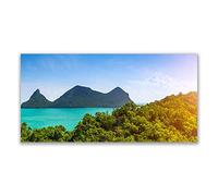 Tulup Splashback - 140x70cm Backsplash Cooker Hob Wall Splashback - Kitchen Wall Panels - Heat Resistant - Toughened/Tempered Safety Real Glass - Mountains Sea Trees Landscape