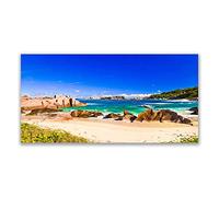Tulup Splashback - 140x70cm Backsplash Cooker Hob Wall Splashback - Kitchen Wall Panels - Heat Resistant - Toughened/Tempered Safety Real Glass - Rocky Beach Sea Landscape