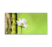 Tulup Splashback - 140x70cm Backsplash Cooker Hob Wall Splashback - Kitchen Wall Panels - Heat Resistant - Toughened/Tempered Safety Real Glass - Bamboo Stalk Flower Floral