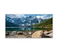 Tulup Splashback - 140x70cm Backsplash Cooker Hob Wall Splashback - Kitchen Wall Panels - Heat Resistant - Toughened/Tempered Safety Real Glass - Mountain Forest Lake Landscape