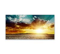 Tulup Splashback - 140x70cm Backsplash Cooker Hob Wall Splashback - Kitchen Wall Panels - Heat Resistant - Toughened/Tempered Safety Real Glass - Sun Clouds Desert Landscape