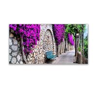 Tulup Splashback - 140x70cm Backsplash Cooker Hob Wall Splashback - Kitchen Wall Panels - Heat Resistant - Toughened/Tempered Safety Real Glass - Alley Seat Bench Architecture