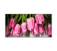 Tulup Splashback - 140x70cm Backsplash Cooker Hob Wall Splashback - Kitchen Wall Panels - Heat Resistant - Toughened/Tempered Safety Real Glass - Tulips Floral