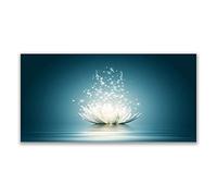 Tulup Splashback - 140x70cm Backsplash Cooker Hob Wall Splashback - Kitchen Wall Panels - Heat Resistant - Toughened/Tempered Safety Real Glass - Lotus Flower Blossom Floral