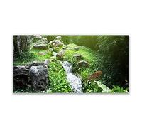 Tulup Splashback - 140x70cm Backsplash Cooker Hob Wall Splashback - Kitchen Wall Panels - Heat Resistant - Toughened/Tempered Safety Real Glass - Brook Grasses Nature