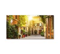 Tulup Splashback 39.37x19.68 inch / 100x50cm Glass Panel Tempered Glass Kitchen Panel Splash-back Kitchen Protection Induction Cooker Wall Protection Toughened Safe Glass - Green - Italian streets