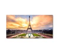 Tulup Splashback 39.37x19.68 inch / 100x50cm Glass Panel Tempered Glass Kitchen Panel Splash-back Kitchen Protection Induction Cooker Wall Protection Toughened Safe Glass - Yellow - Eiffel Tower Paris