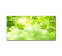 Tulup Splashback 39.37x19.68 inch / 100x50cm Glass Panel Wall Protection Induction Cooker Tempered Glass Toughened Safe Glass Kitchen Panel Splash-back Kitchen - Green - chestnut leaves