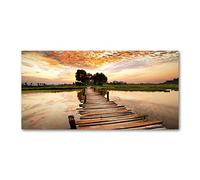 Tulup Splashback 39.37x19.68 inch / 100x50cm Glass Panel Wall Protection Induction Cooker Tempered Glass Toughened Safe Glass Kitchen Panel Splash-back Kitchen - Brown - wooden bridge