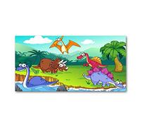 Tulup Splashback 39.37x19.68 inch / 100x50cm Kitchen Protection Induction Cooker Wall Protection Glass Panel Tempered Glass Toughened Safe Glass Kitchen Panel Splash-back - Multicolored - Dinosaur