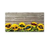 Tulup Splashback 39.37x19.68 inch / 100x50cm Kitchen Protection Induction Cooker Wall Protection Glass Panel Tempered Glass Toughened Safe Glass Kitchen Panel Splash-back - Yellow - sunflowers