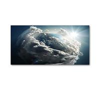 Tulup Splashback 39.37x19.68 inch / 100x50cm Kitchen Protection Induction Cooker Wall Protection Glass Panel Tempered Glass Toughened Safe Glass Kitchen Panel Splash-back - Blue - Planet Earth