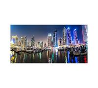 Tulup Splashback 39.37x19.68 inch / 100x50cm Kitchen Protection Induction Cooker Wall Protection Glass Panel Tempered Glass Toughened Safe Glass Kitchen Panel Splash-back - Multicolored - Dubai at night