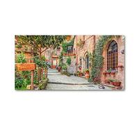 Tulup Splashback 39.37x19.68 inch / 100x50cm Kitchen Protection Induction Cooker Wall Protection Glass Panel Tempered Glass Toughened Safe Glass Kitchen Panel Splash-back - Beige - Italian streets