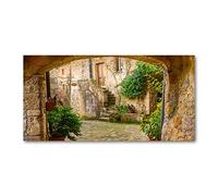 Tulup Splashback 39.37x19.68 inch / 100x50cm Protection Induction Cooker Toughened Safe Glass Kitchen Kitchen Panel Wall Protection Tempered Glass Splash-back Glass Panel - Beige - Italian streets