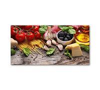 Tulup Splashback 39.37x19.68 inch / 100x50cm Protection Induction Cooker Toughened Safe Glass Kitchen Kitchen Panel Wall Protection Tempered Glass Splash-back Glass Panel - Multicolored - Italian food