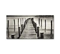 Tulup Splashback 39.37x19.68 inch / 100x50cm Splash-back Kitchen Panel Toughened Safe Glass Tempered Glass Kitchen Protection Induction Cooker Wall Protection Glass Panel - Black and white - wooden pier