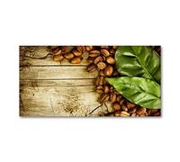 Tulup Splashback 39.37x19.68 inch / 100x50cm Splash-back Kitchen Panel Toughened Safe Glass Tempered Glass Kitchen Protection Induction Cooker Wall Protection Glass Panel - Green - Coffee Laurel Blade