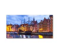 Tulup Splashback 39.37x19.68 inch / 100x50cm Tempered Glass Wall Protection Induction Cooker Glass Panel Splash-back Kitchen Panel Kitchen Toughened Safe Glass - Multicolored - Gdansk Old Town