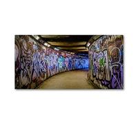 Tulup Splashback 39.37x19.68 inch / 100x50cm Tempered Glass Wall Protection Induction Cooker Glass Panel Splash-back Kitchen Panel Kitchen Toughened Safe Glass - Multicolored - Graffiti subway