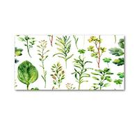 Tulup Splashback 39.37x19.68 inch / 100x50cm Toughened Safe Glass Wall Protection Kitchen Splash-back Glass Panel Protection Induction Cooker Kitchen Panel Tempered Glass - Green - herbs weeds