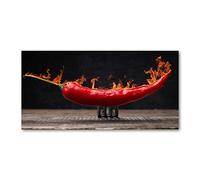 Tulup Splashback 39.37x19.68 inch / 100x50cm Toughened Safe Glass Wall Protection Kitchen Splash-Back Glass Panel Protection Induction Cooker Kitchen Panel Tempered Glass - Red - Chili Note
